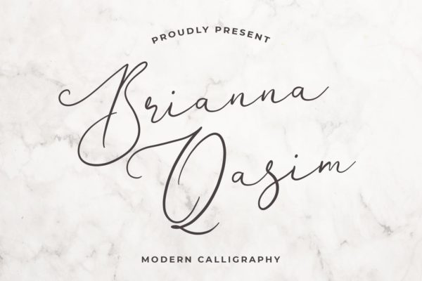 独特手写连笔书法英文字体16图库精选 Brianna Qasim Beautiful Calligraphy Font