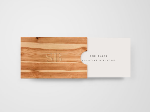 木制名片盒＆名片设计样机模板 Wooden Box Business Card Mockup