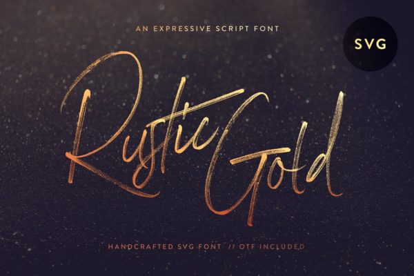 龙飞凤舞飘逸手写英文字体 Rustic Gold SVG Brush Script