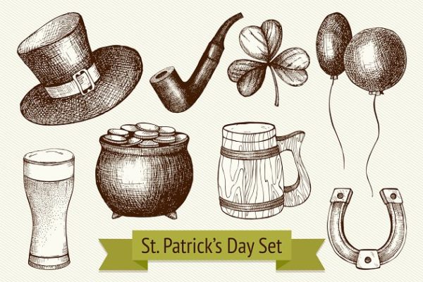 矢量圣帕特里克日图标集 Vector St. Patrick&#8217;s Day Icons Set