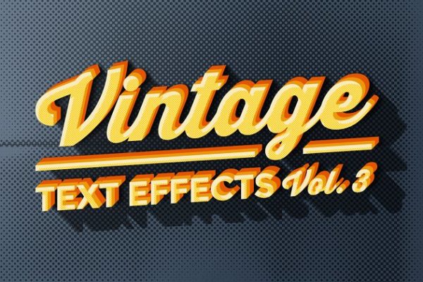 复古风格质感字体文本图层样式合集v3 Vintage Text Effects Vol.3