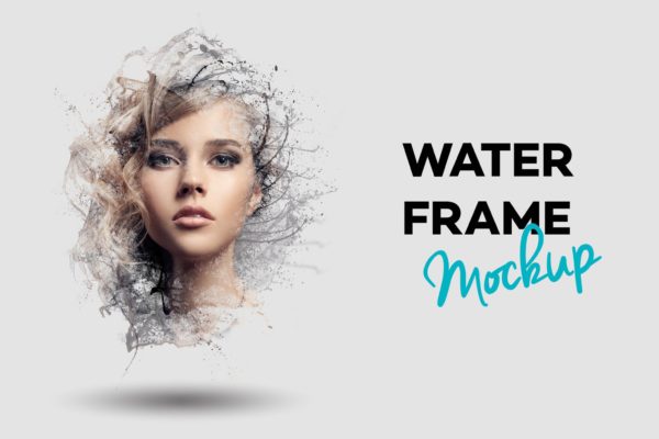 炫酷水花萦绕特效肖像照片样机模板 Water Frame Mockup