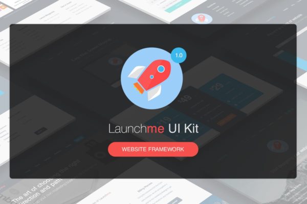 网站项目基础线框图UI套件素材 Launchme Website Wireframe UI Kit