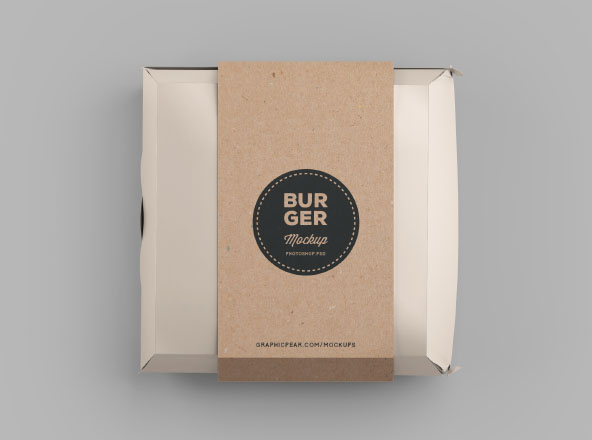 汉堡包装盒设计效果图样机模板 Burger Box Package Mockup
