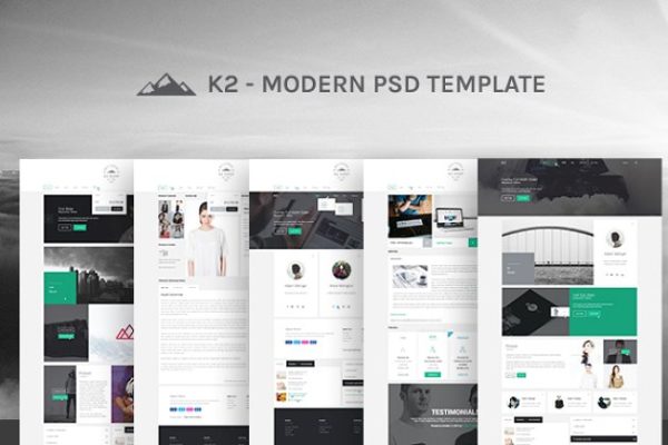 现代应用程序UI素材工具包K2 K2 Website Photoshop PSD Template