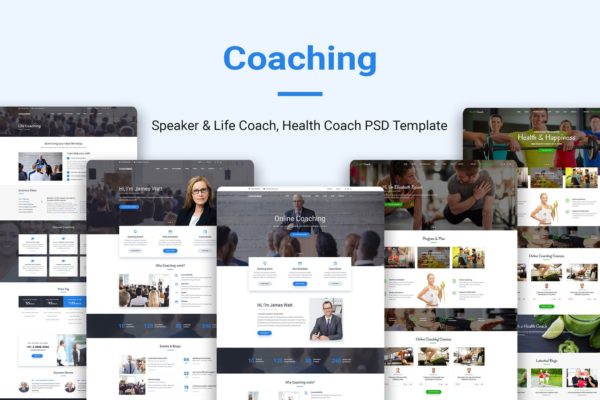 演讲会议/生活健康教练网站设计PSD模板 Coaching | Speaker &amp; Life Coach, Health Coach PSD