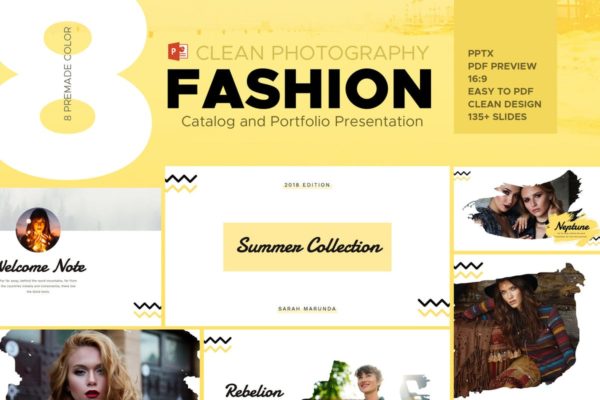 极简主义时尚行业产品目录&amp;摄影PPT模板素材 Minimal Fashion Catalog &amp; Photography Powerpoint
