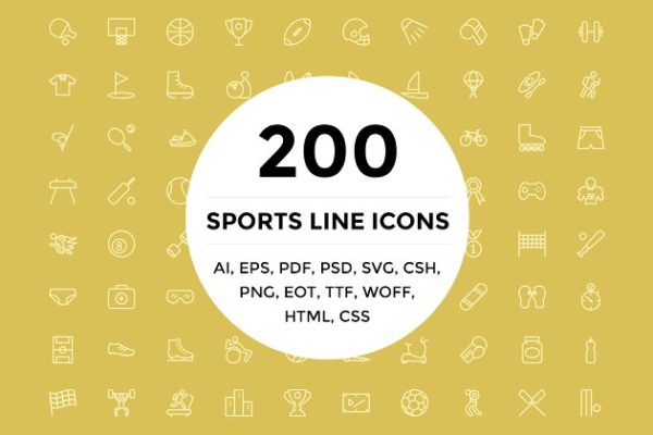 200个体育主题运动系列图标 200 Sports Line Icons