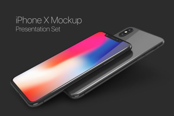 黑色iPhone X设备UI设计展示样机套装 iPhone X Mockup Set