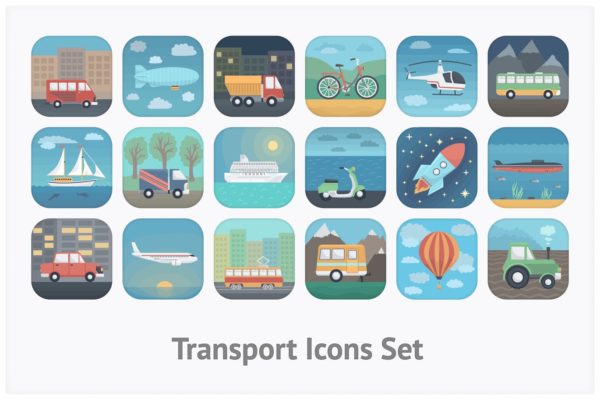 各种交通工具APP应用16设计素材网精选图标 Transport App Icons