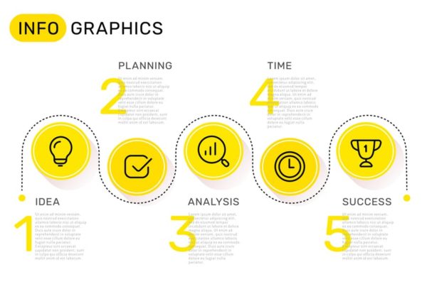行业市场分析报告幻灯片设计信息图表素材 Set of infographic templates + business icons