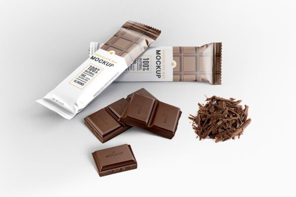 巧克力棒包装样机模板 Chocolate Bar Packaging Mockup