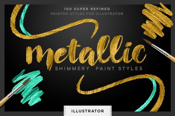 华丽金色油漆图层样式AI动作 Shimmery Gold Styles for Illustrator