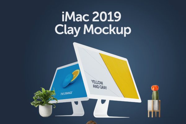 iMac一体机电脑屏幕演示效果图普贤居精选样机 iMac 2019 Clay Mockup