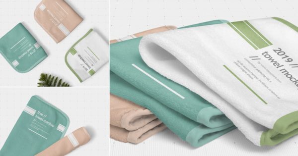 手巾毛巾印花设计效果图样机 Hand Towel Mockups