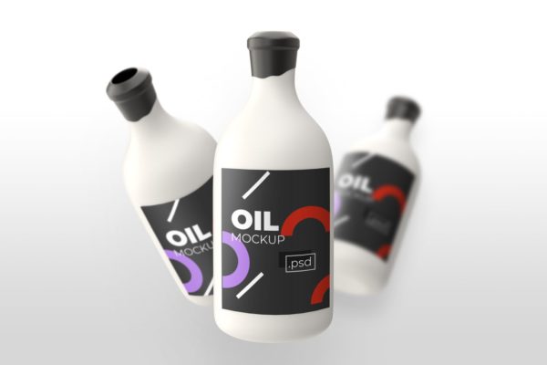 油品塑料瓶外观设计效果图素材天下精选 Realistic Oil Bottle &#8211; Mockups