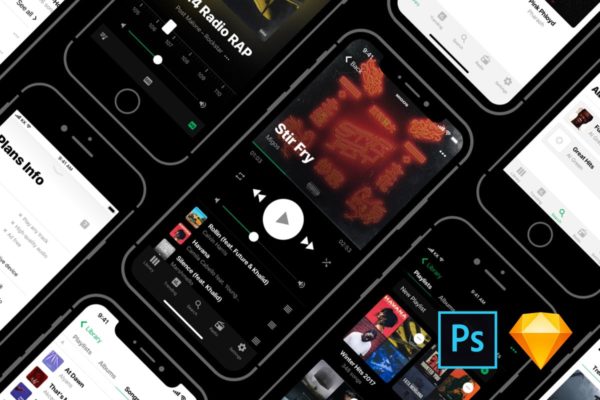 音乐社交APP应用UI设计套件 Heavy UI Kit: Music