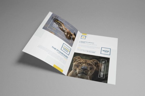 双折页A4规格企业品牌宣传册样机 Bi-Fold A4 Brochure Mockups