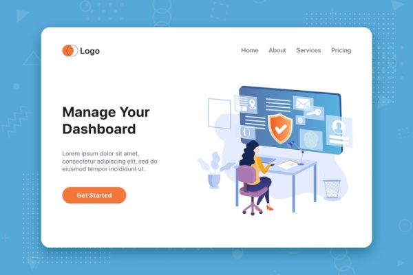 CMS系统主题网站首页设计概念插画 Manage your dashboard concept for Landing page