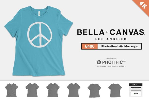 女士T恤样机模板 Bella Canvas 6400 T-Shirt Mockups