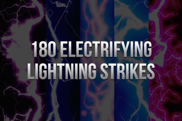 180款闪耀雷击雷电闪电图案PS笔刷 180 Electrifying Lightning Strikes