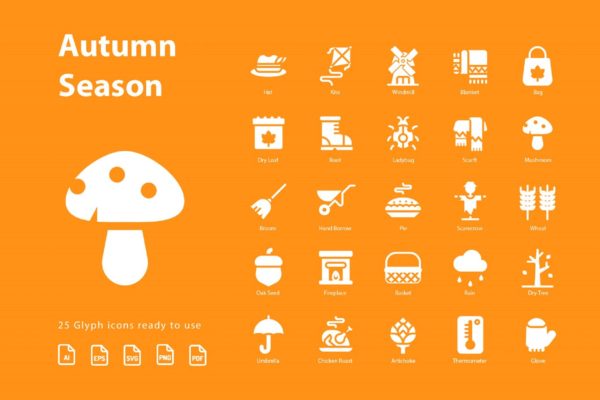秋天季节主题字体图标素材v2 Autumn Second Season (Glyph)