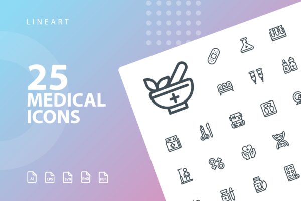 25枚医疗药物主题矢量线性16素材精选图标v1 Medical Lineart Icons