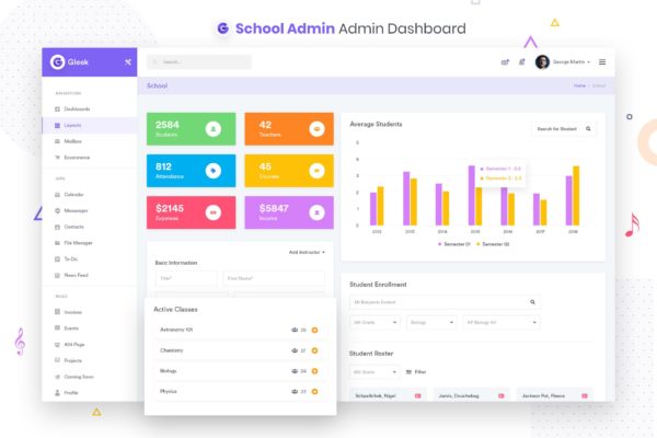 学校教育网站管理后台UI设计套件 School Admin Dashboard UI Kit