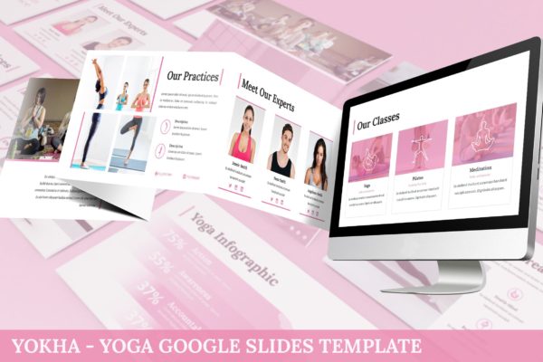 瑜伽培训课程/瑜伽培训机构简介谷歌幻灯片设计模板 Yokha &#8211; Yoga Google Slides Template