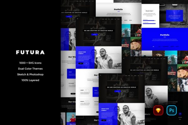 简约创意网站设计UI套件 Futura Creative Website UI Kit