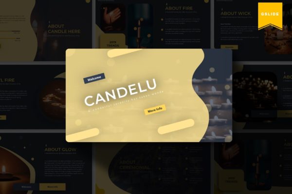 烛光蜡烛元素版式设计16图库精选谷歌演示模板 Candelu | Google Slides Template