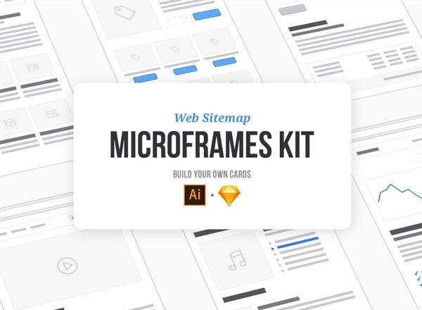 简约网站线框图 Web Sitemap Microframes Kit [PSD&#038;Sketch]