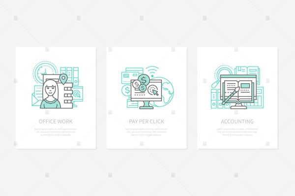 办公室/工作场所概念16设计素材网精选图标集 Office work, employees workplace concept icons set
