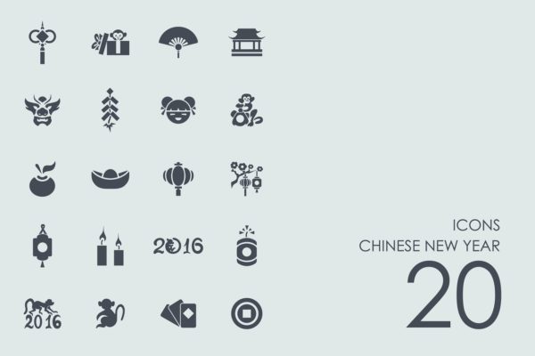 20个中国农历新年图标  Chinese New Year icons