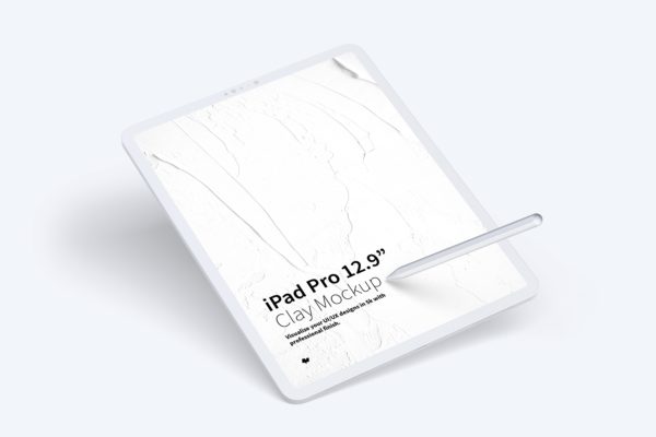 iPad Pro平板电脑Web页面设计效果图样机 Clay iPad Pro 12,9” Mockup