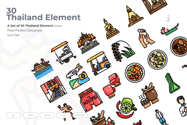 30枚泰国元素矢量图标素材 30 Thailand Element Icons