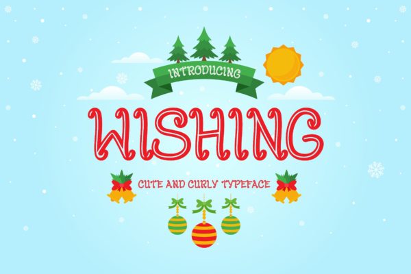 卷曲装饰圣诞节日设计字体下载 Wishing &#8211; Curly Decorative Christmas Font