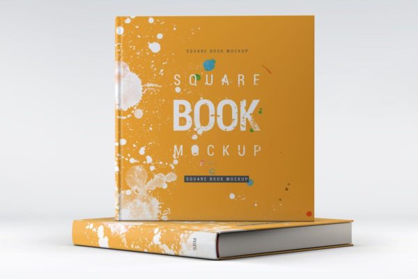 方形精装图书封面效果图样机素材中国精选 Square Book Mock-Up