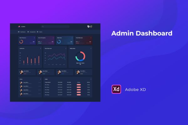 网站管理后台用户界面设计XD模板 Admin Dashboard for XD
