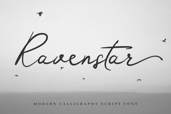 现代优雅英文书法艺术字体 Ravenstar &#8211; Modern Script Font