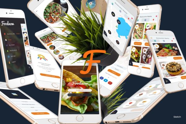 美食主题APP应用UI套件 Foodnow &#8211; Sketch Mobile UI Kit