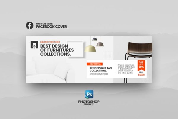 家具网上商城Facebook封面/Banner图设计模板 Furniture Facebook Cover Template