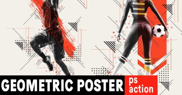 几何线条特效体育运动海报设计PS动作预设