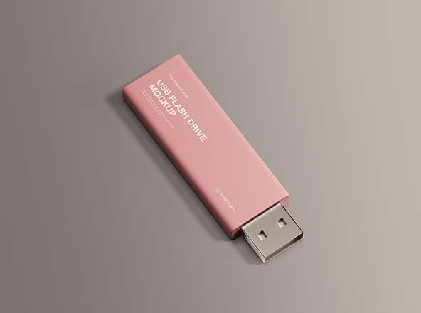 简约设计风格U盘硬件设备外观设计效果图样机 USB Flash Drive Mockup