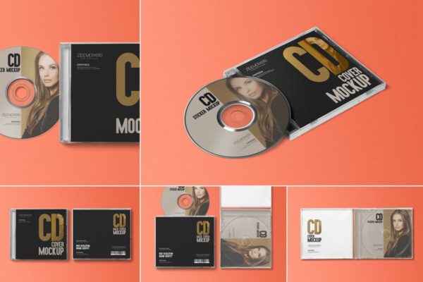 音乐CD光盘&amp;包装盒样机 CD Label &amp; Case Mockups