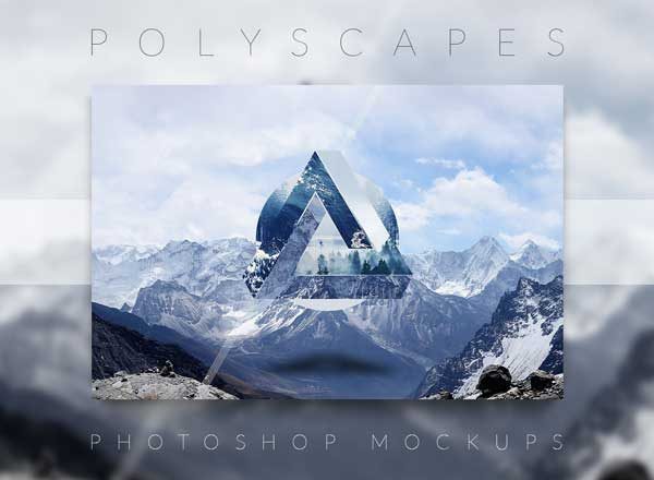 超梦幻大片视觉照片样机模板 Polyscape Generator Photoshop Mockups