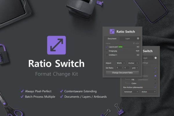 PS图像像素比&amp;格式快速切换工具 Ratio Switch – Format Change Kit