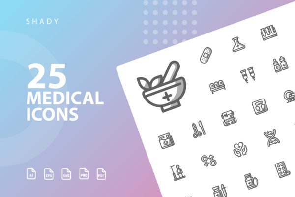 25枚医疗药物主题矢量阴影16素材精选图标v2 Medical Shady Icons