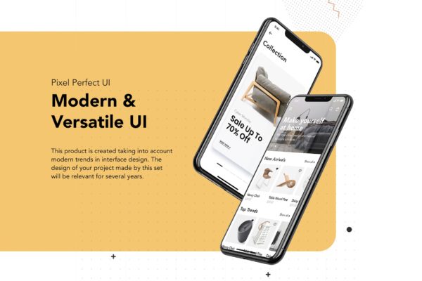 现代家具商城APP应用UI设计套件 Modern Furniture Mobile App UI Kit