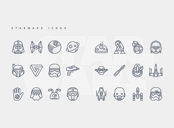 星球大战主题概念图标 Star Wars Vector Icons